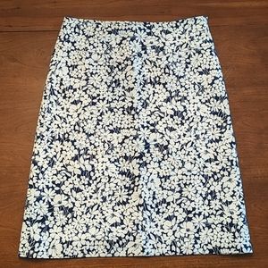 Burberry Floral Navy and White Pencil Skirt